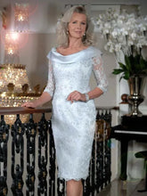 Plus Size Mother Of The Bride Dresses Sheath 3/4 Sleeves Lace Beaded Short Wedding Party Dress Mother Dresses For Wedding picture color